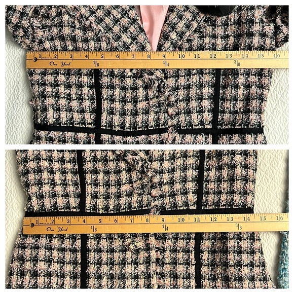 ANTHRO / TRUE MEANING Plaid Fringed Tweed Coat - Picture 13 of 16